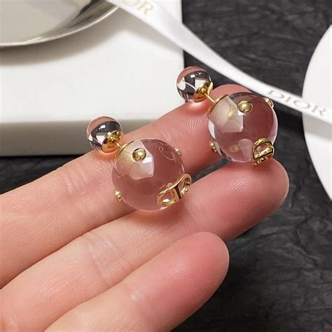 Dior Tribales Earrings Light Pink Transparent Resin Pearls 